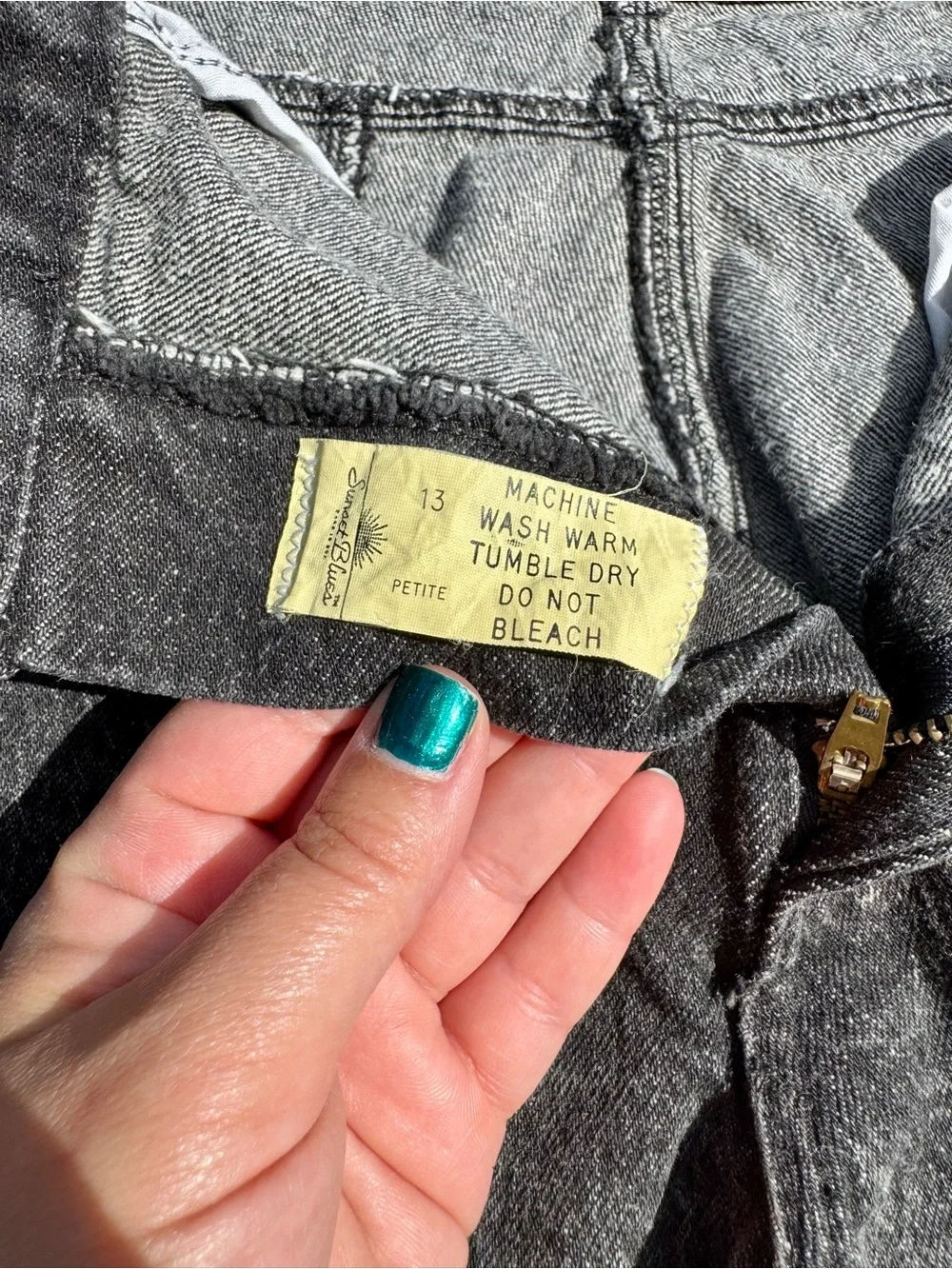 Vintage Women’s Black Washed Denim Pants - Casual Button-Cuff Tapered Fit
